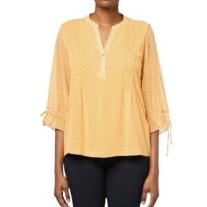 Womens Nautica Mixed Media Foulard Print Pintuck Blouse Size Medium